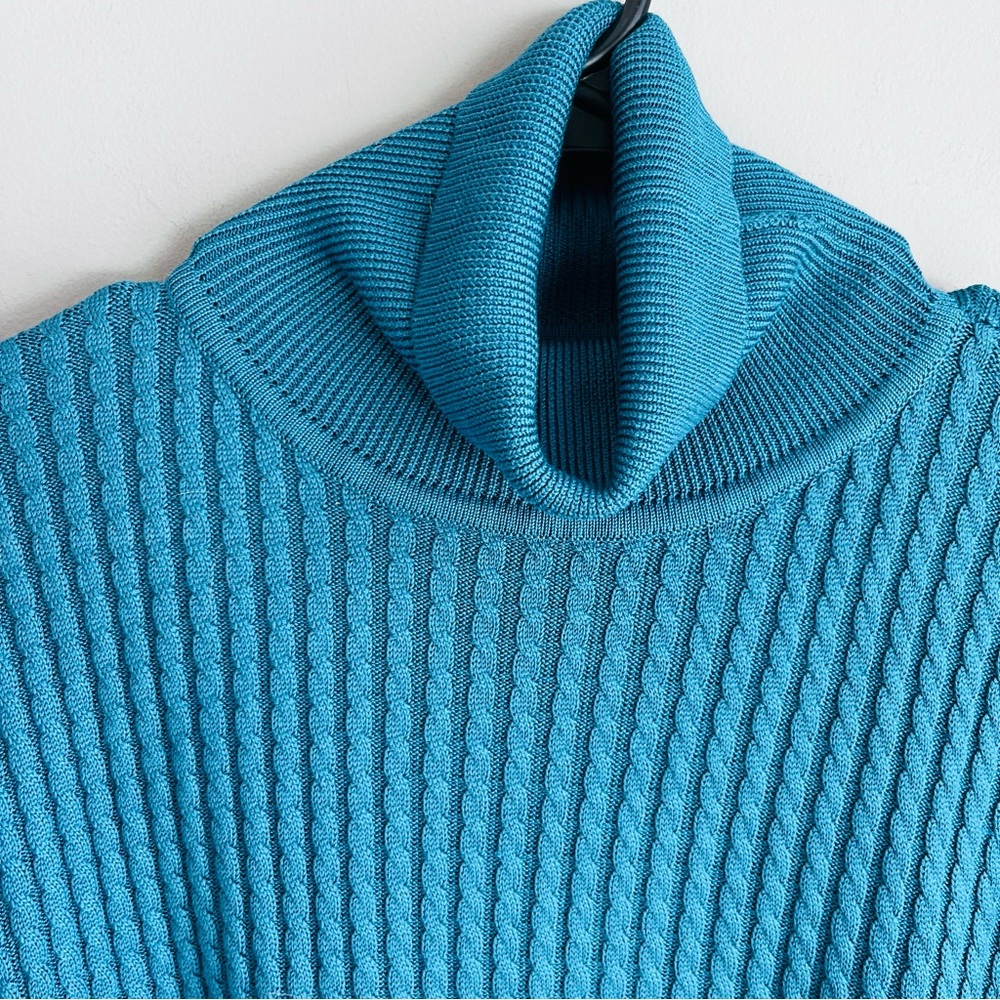 Barrie Bricken Elegant Teal Women's Turtleneck Sweater 100% Silk XL NWOT - Picture 6 of 8